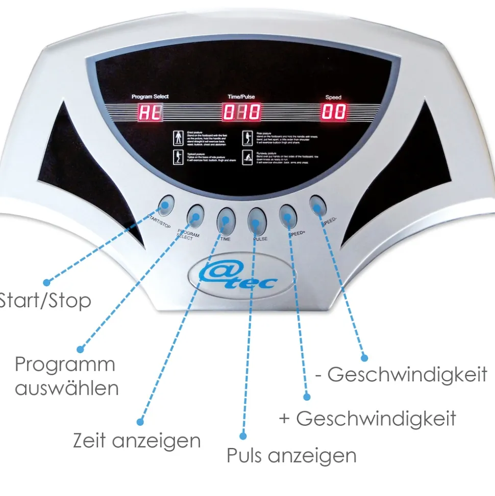 Crazy Fit Massage Fitness Vibrationsplatte inkl. Bänder Silber