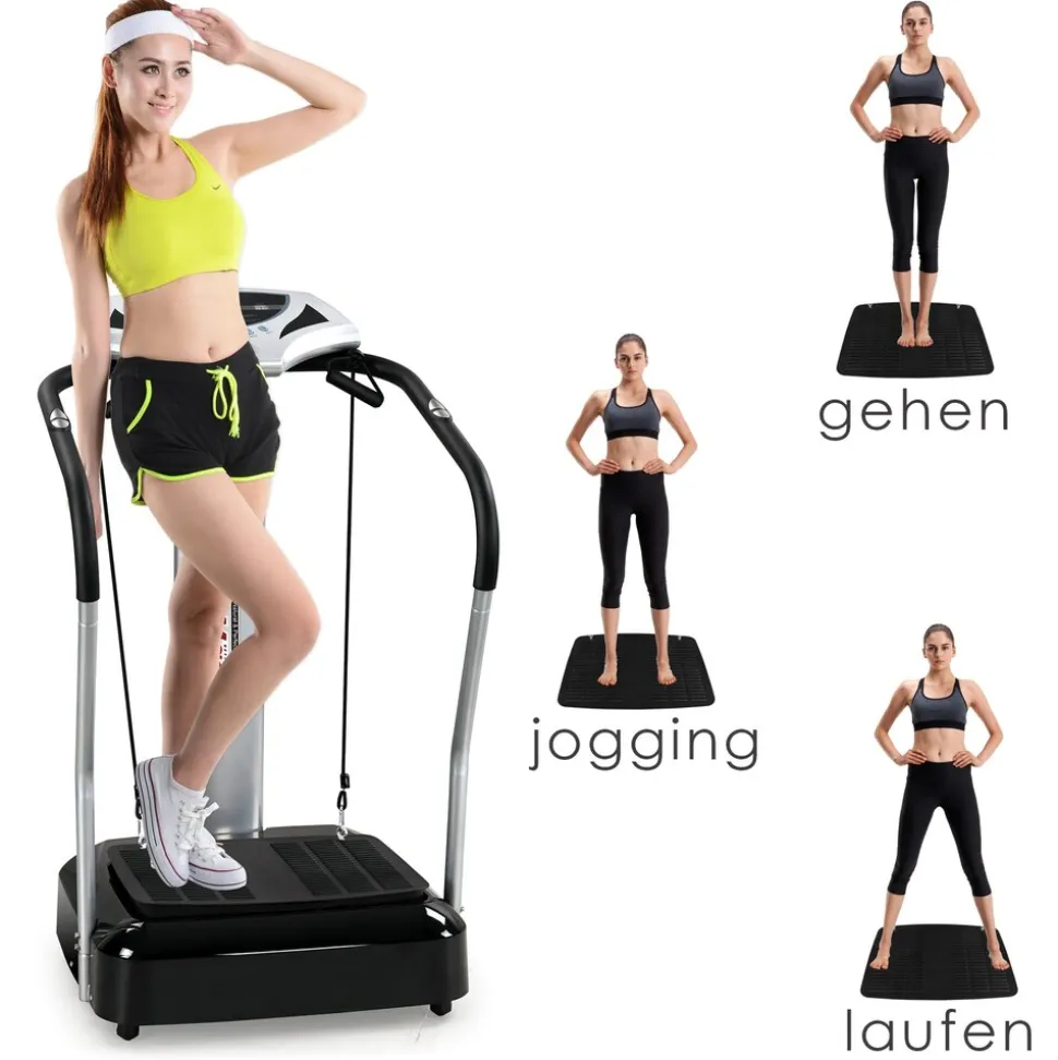 Crazy Fit Massage Fitness Vibrationsplatte inkl. Bänder Silber