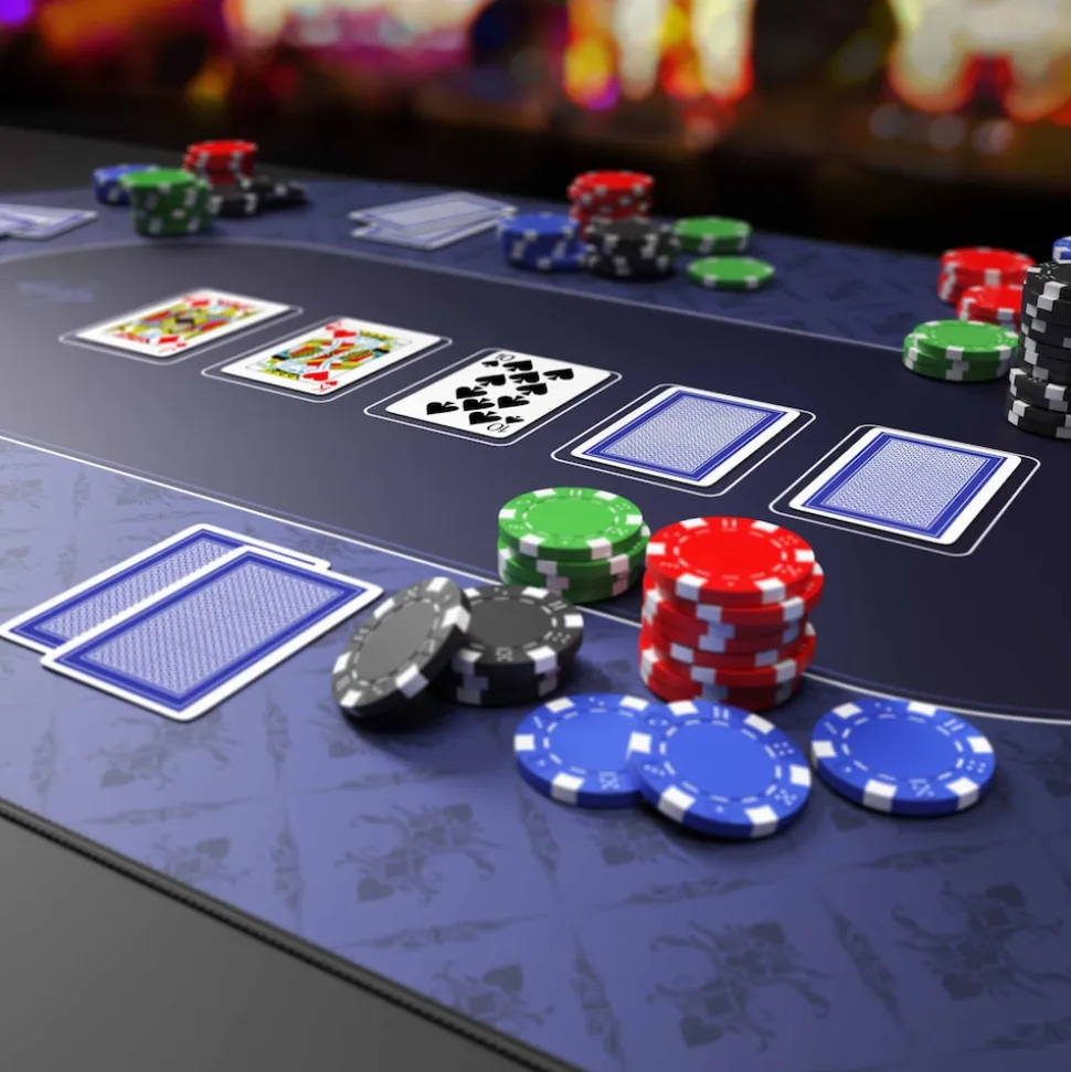 CSL Extra große Tischauflage Pokermatte 1000 x 600 mm / Kartenspiel Matte / Ovales Design