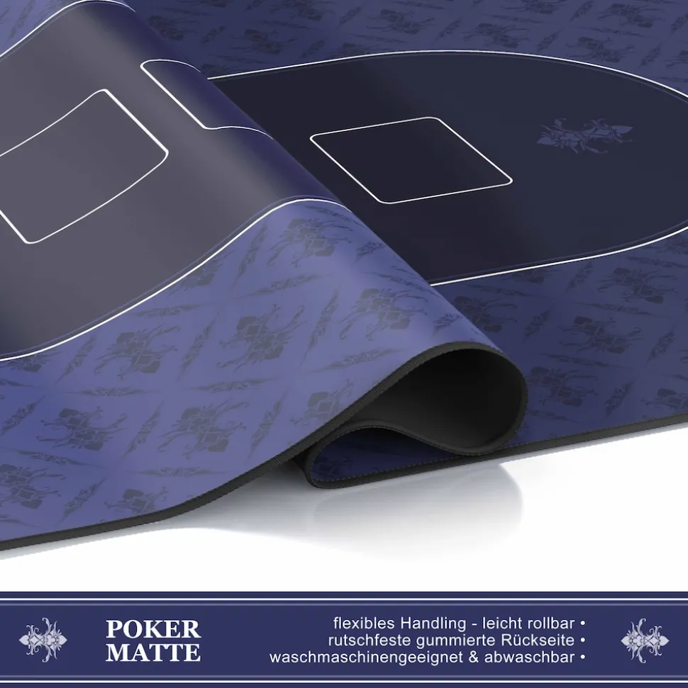 CSL Extra große Tischauflage Pokermatte 1000 x 600 mm / Kartenspiel Matte / Ovales Design