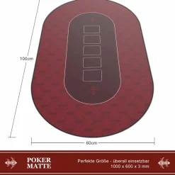 CSL Extra große Tischauflage Pokermatte 1000 x 600 mm / Kartenspiel Matte / Ovales Design