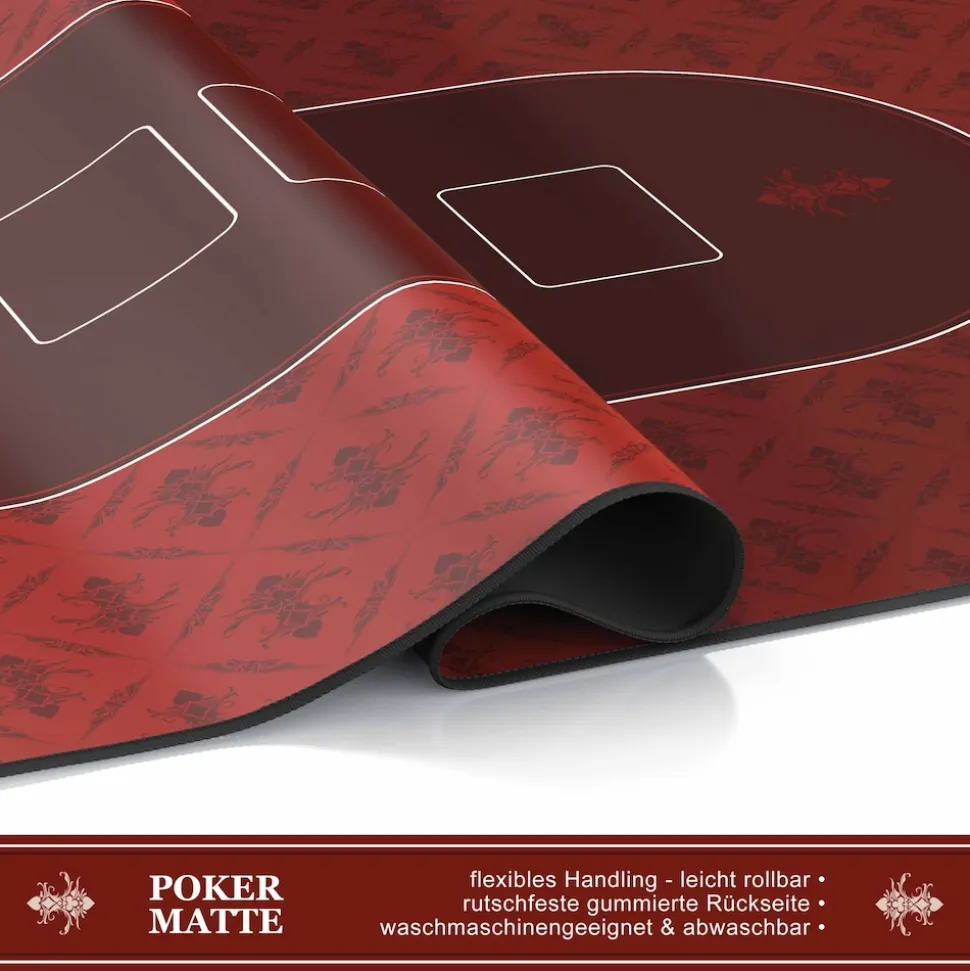 CSL Extra große Tischauflage Pokermatte 1000 x 600 mm / Kartenspiel Matte / Ovales Design