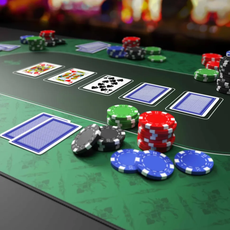 CSL Extra große Tischauflage Pokermatte 1000 x 600 mm / Kartenspiel Matte / Ovales Design