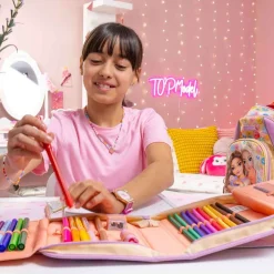 Depesche Deluxe Federtasche GIRL POWER inkl. Stifte TOPModel 5 x 15,5 x 22 cm