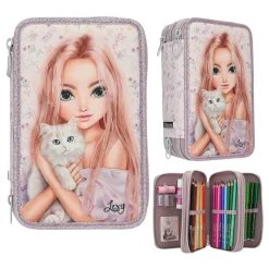 Depesche 3-Fach Federtasche BLOOMING KITTY TOPModel 7,5 x 13 x 20 cm