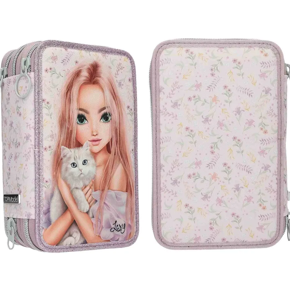 Depesche 3-Fach Federtasche BLOOMING KITTY TOPModel 7,5 x 13 x 20 cm