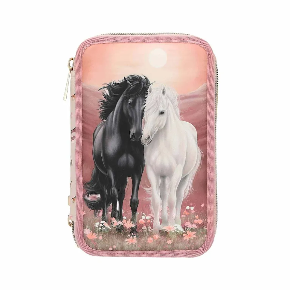 Depesche 3-Fach Federtasche BLOSSOM PONY inkl. Stifte Miss Melody 7,5 x 13 x 20 cm