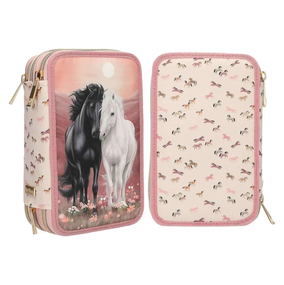 Depesche 3-Fach Federtasche BLOSSOM PONY inkl. Stifte Miss Melody 7,5 x 13 x 20 cm