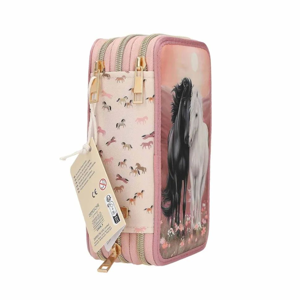 Depesche 3-Fach Federtasche BLOSSOM PONY inkl. Stifte Miss Melody 7,5 x 13 x 20 cm