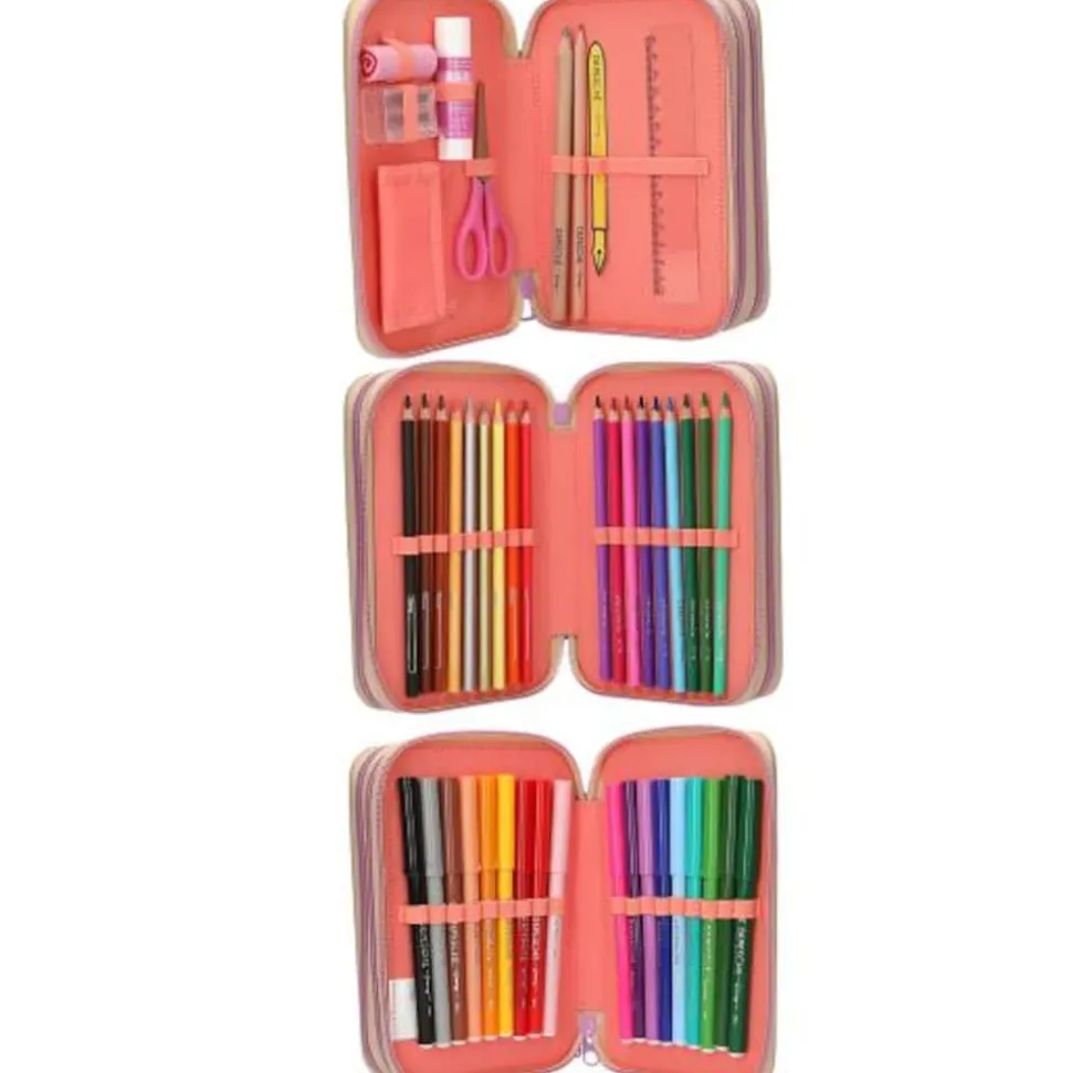 Depesche 3-Fach Federtasche GIRL POWER inkl. Stifte TOPModel 7,5 x 13 x 20 cm