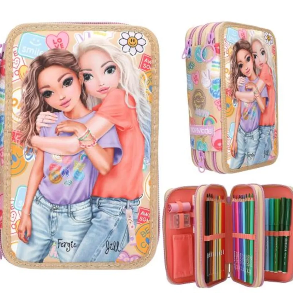 Depesche 3-Fach Federtasche GIRL POWER inkl. Stifte TOPModel 7,5 x 13 x 20 cm