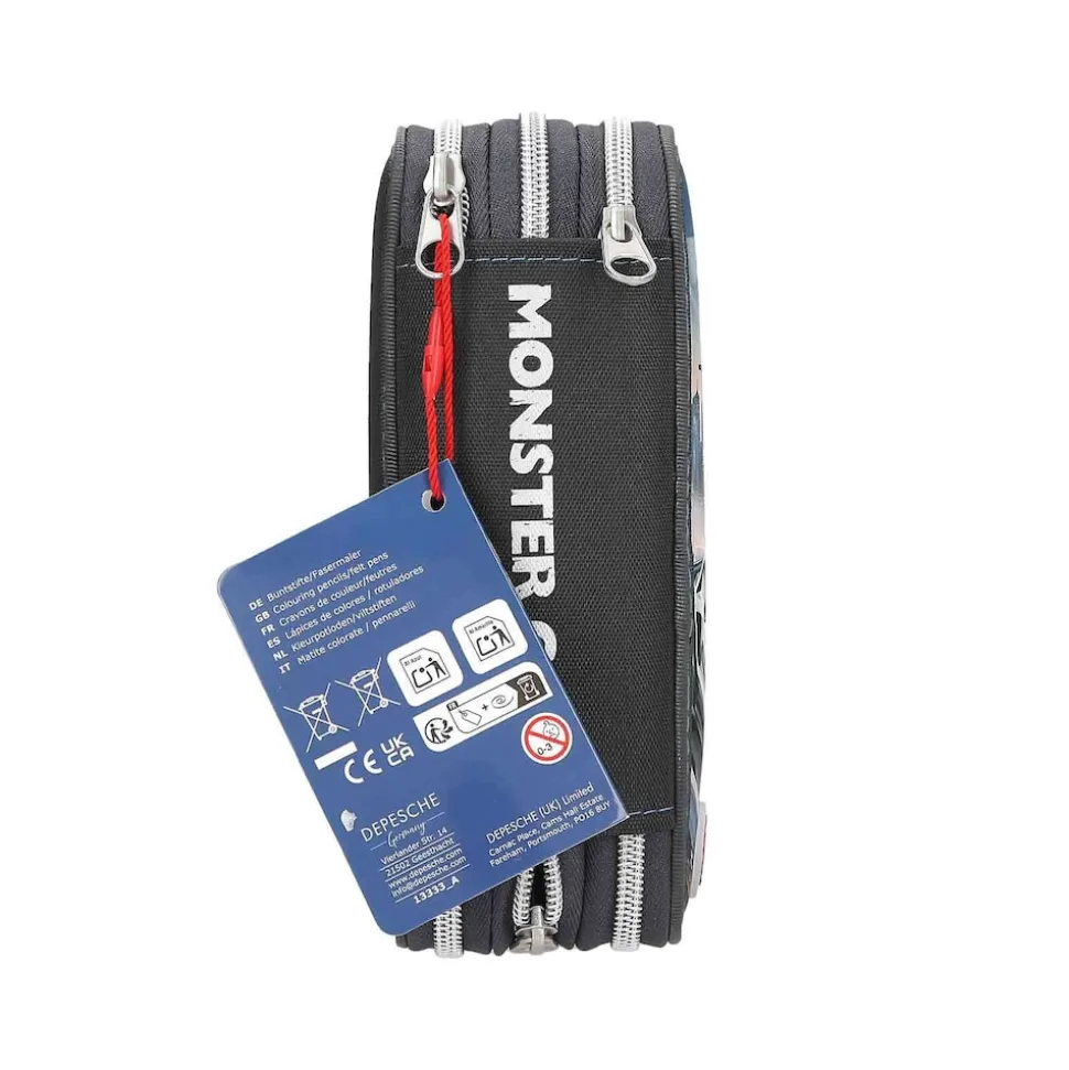 Depesche 3-Fach Federtasche LED Monster Cars 7,5 x 13 x 20 cm