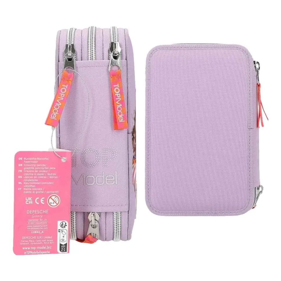 Depesche 3-Fach Federtasche mit Stifte TOPModel 20,5 x 14,3 cm