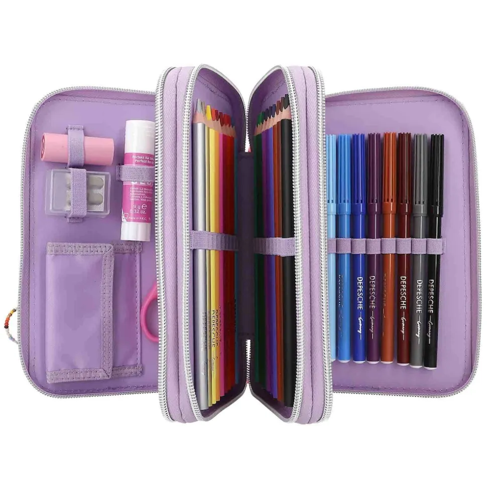 Depesche 3-Fach Federtasche mit Stifte TOPModel 20,5 x 14,3 cm