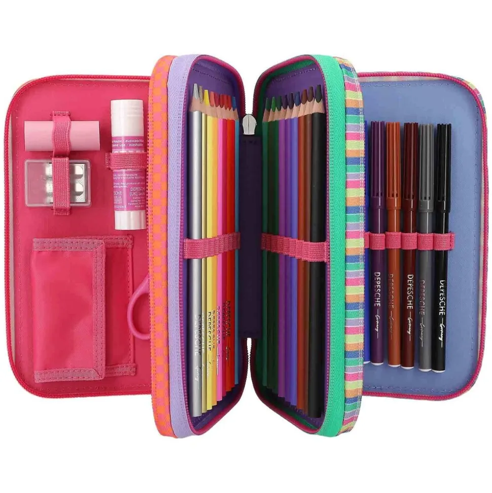 Depesche 3-Fach Federtasche mit Stifte TOPModel 20,5 x 14,3 cm