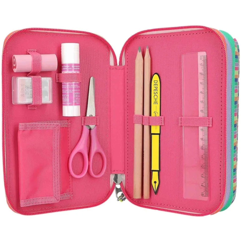 Depesche 3-Fach Federtasche mit Stifte TOPModel 20,5 x 14,3 cm