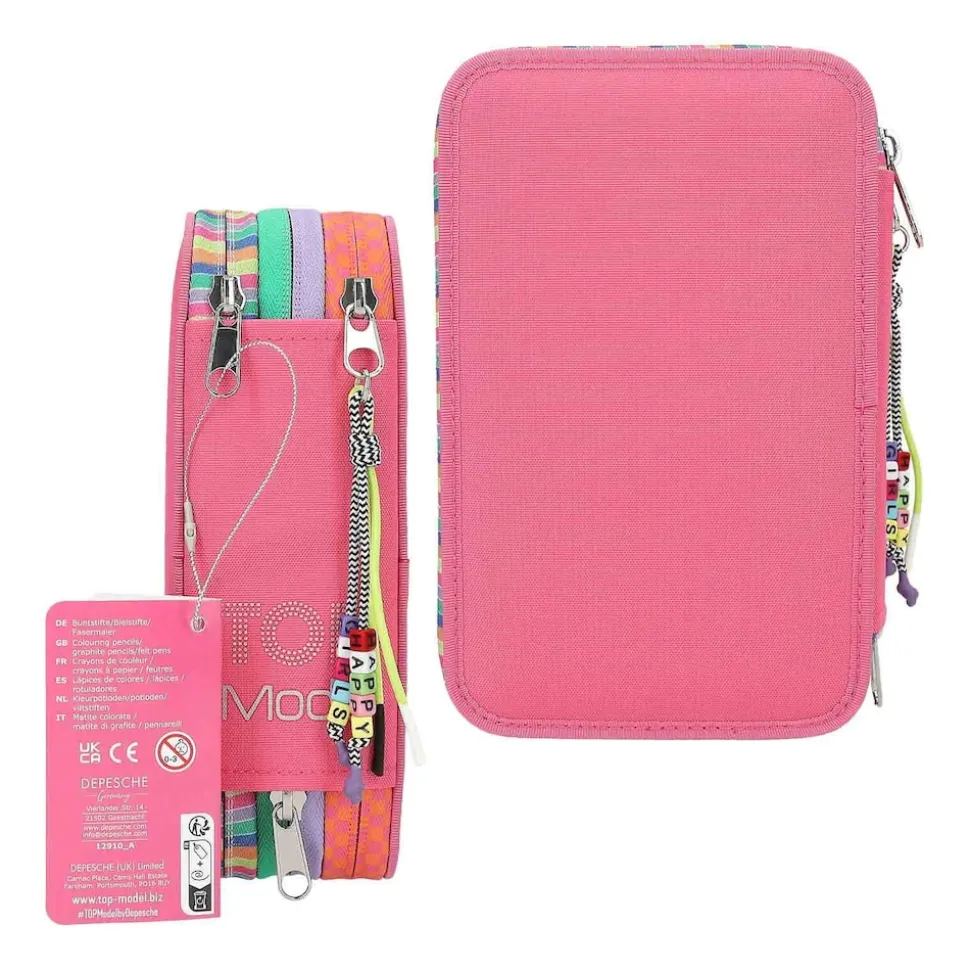 Depesche 3-Fach Federtasche mit Stifte TOPModel 20,5 x 14,3 cm