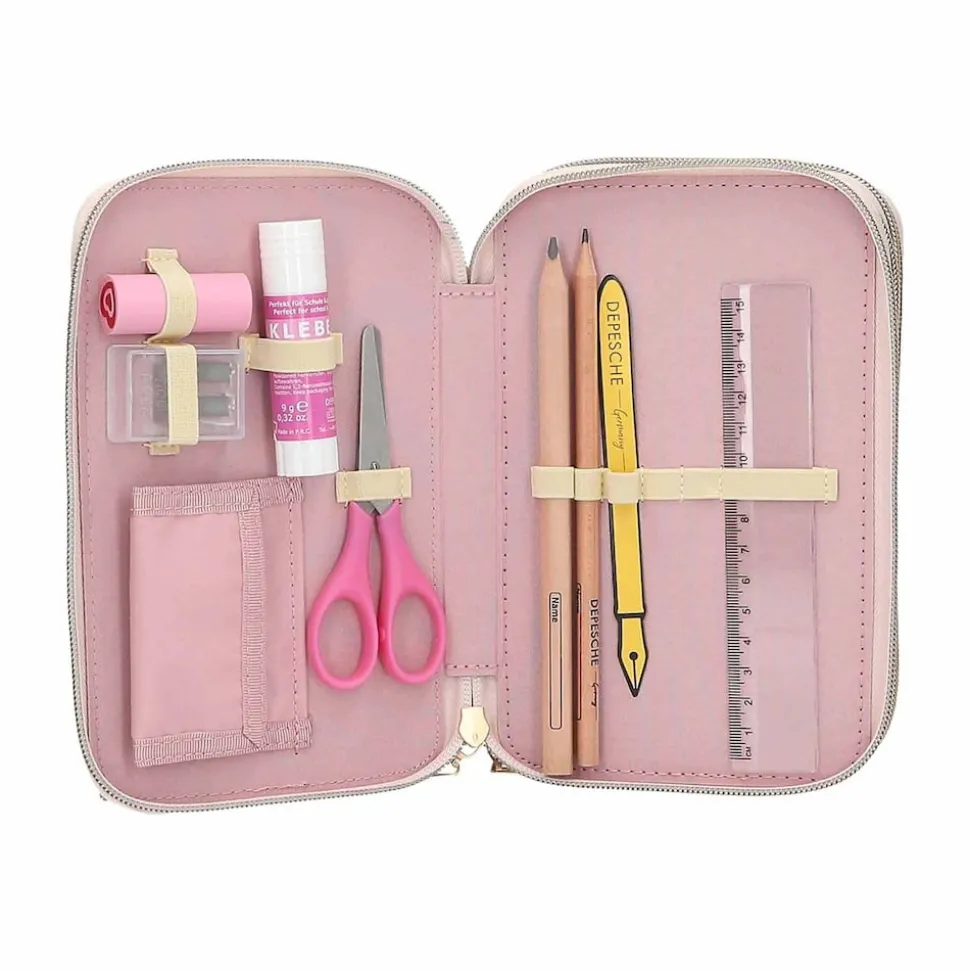 Depesche 3-Fach Federtasche mit Pferdekopf-Applikation inkl. Stifte Miss Melody 7,5 x 13 x 20 cm