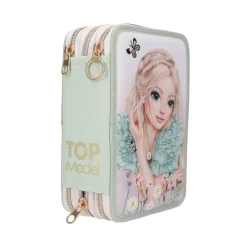 Depesche 3-Fach Federtasche mit Stickerei SUMMER FEELING inkl. Stifte TOPModel 7,5 x 13 x 20 cm