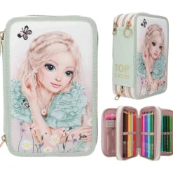 Depesche 3-Fach Federtasche mit Stickerei SUMMER FEELING inkl. Stifte TOPModel 7,5 x 13 x 20 cm