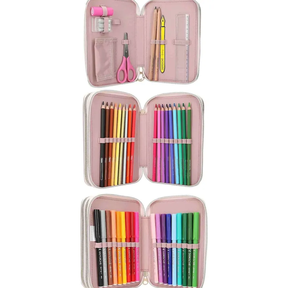Depesche 3-Fach Federtasche SUMMER FEELING inkl. Stifte TOPModel 7,5 x 13 x 20 cm