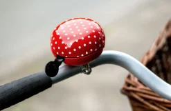 Ding-Dong Nostalgie-Klingel, mit Punkt-Motiven, rot