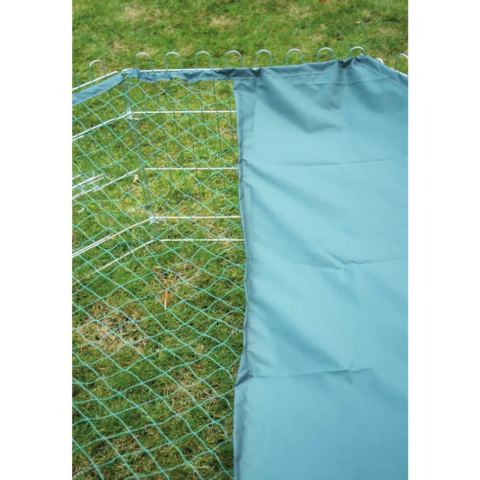 Dobar Großes Freilaufgehege aus Metall (inkl. Schutznetz, Sonnenschutz, Schutzhaus, Trinkflasche) Ø130 cm, 112x112x56 cm