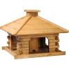 Dobar Rustikales XL-Vogelfutterhaus im Blockhaus-Stil mit dekorativem Holzdach, Vogelhaus mit integriertem Futtersilo