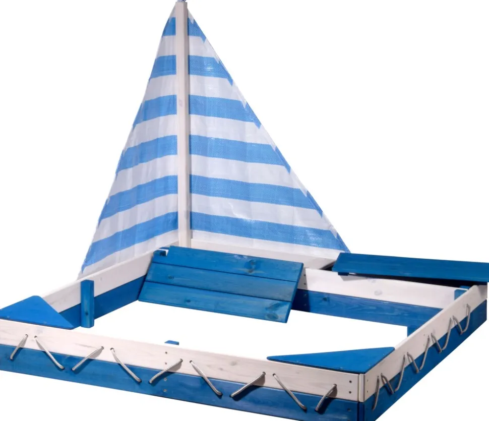 dobar Sandkasten "Maritim" mit Segel und Spielzeugkisten