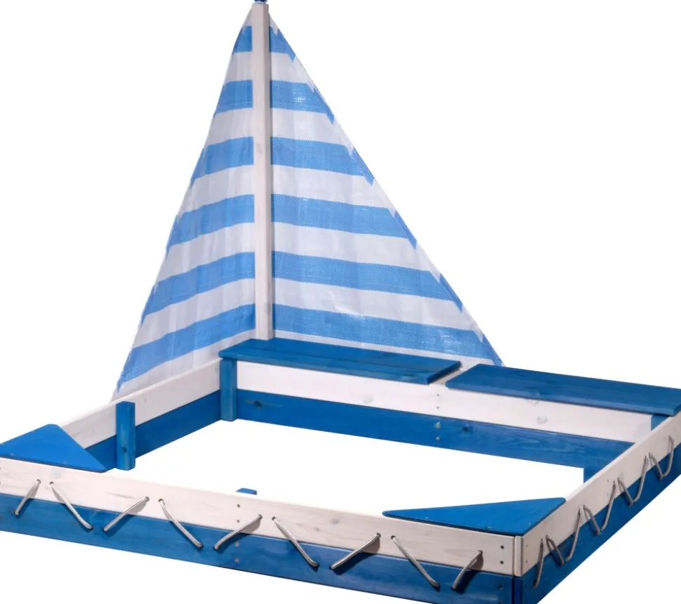 dobar Sandkasten "Maritim" mit Segel und Spielzeugkisten