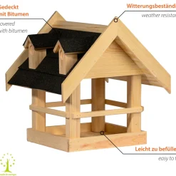 dobar Vogelhaus "Zwart" aus Massivholz, ca.: 40x34,5x23,5 cm