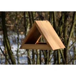 Dreieckiges Futterhaus aus Eiche mit Aufhängung