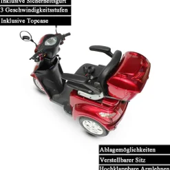 ECO ENGEL 501 Elektroroller, 25 km/h mit 30 Ah Li-Io Akku herausnehmbar, Rot