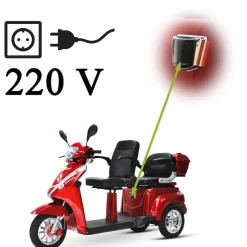 ECO ENGEL 503, Zweisitzer Elektroroller / Seniorenmobil, 25 km/h mit 20 Ah Li-io Akku, Rot