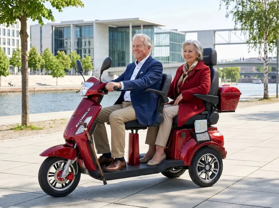 ECONELO E-Seniorenmobil Billy 2.0, Lithium-Akku, 3-Rad, 60V, 1000 Watt, groß Sitz, Rot