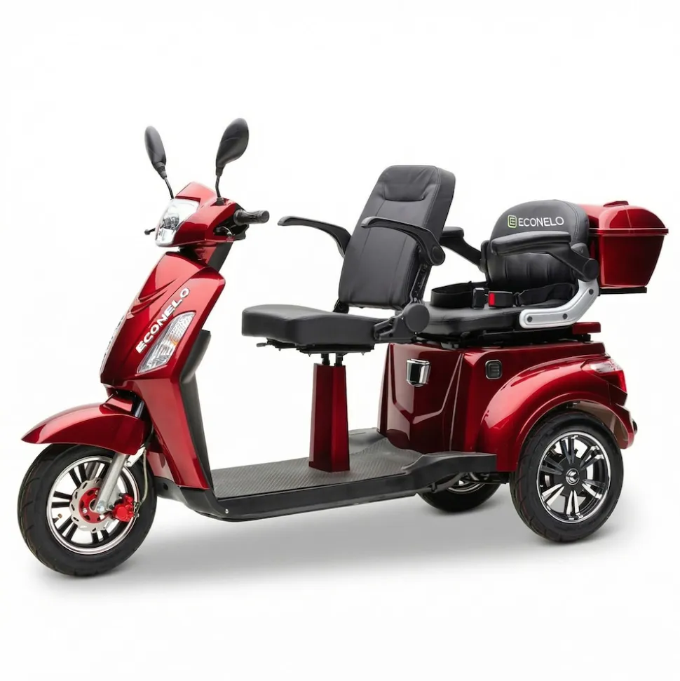 ECONELO E-Seniorenmobil Billy 2.0, Blei-Akku, 3-Rad, 60V, 1000 Watt, normal Sitz, Rot