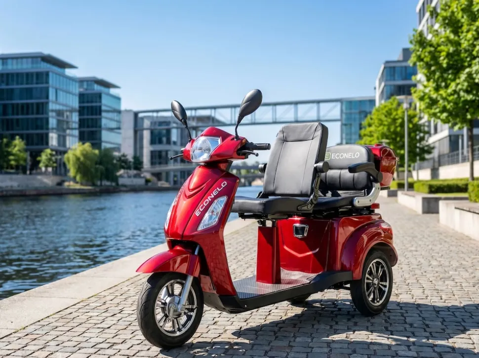 ECONELO E-Seniorenmobil Billy 2.0, Lithium-Akku, 3-Rad, 60V, 1000 Watt, normal Sitz, Rot