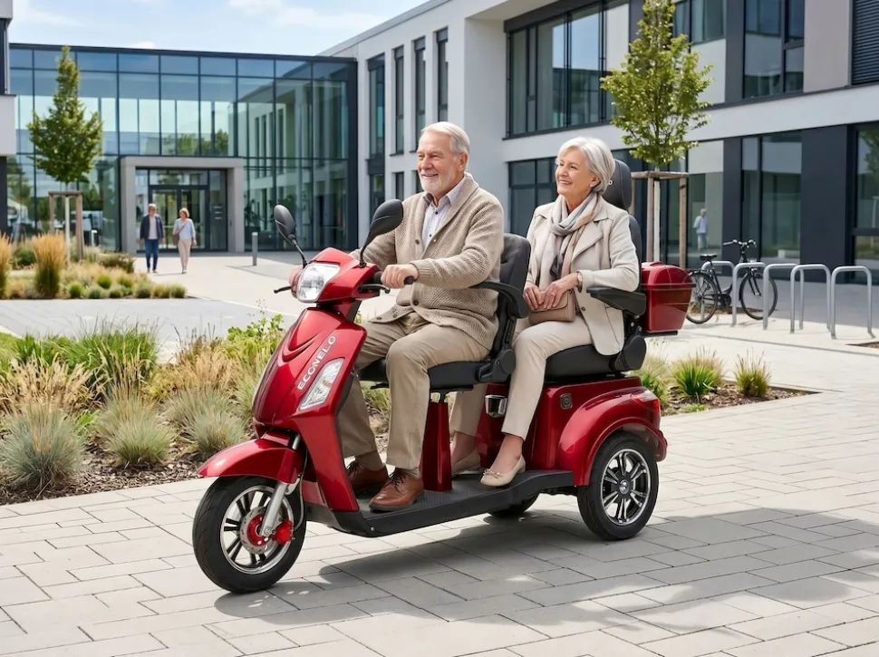 ECONELO E-Seniorenmobil Billy 2.0, Blei-Akku, 3-Rad, 60V, 1000 Watt, groß Sitz, Rot