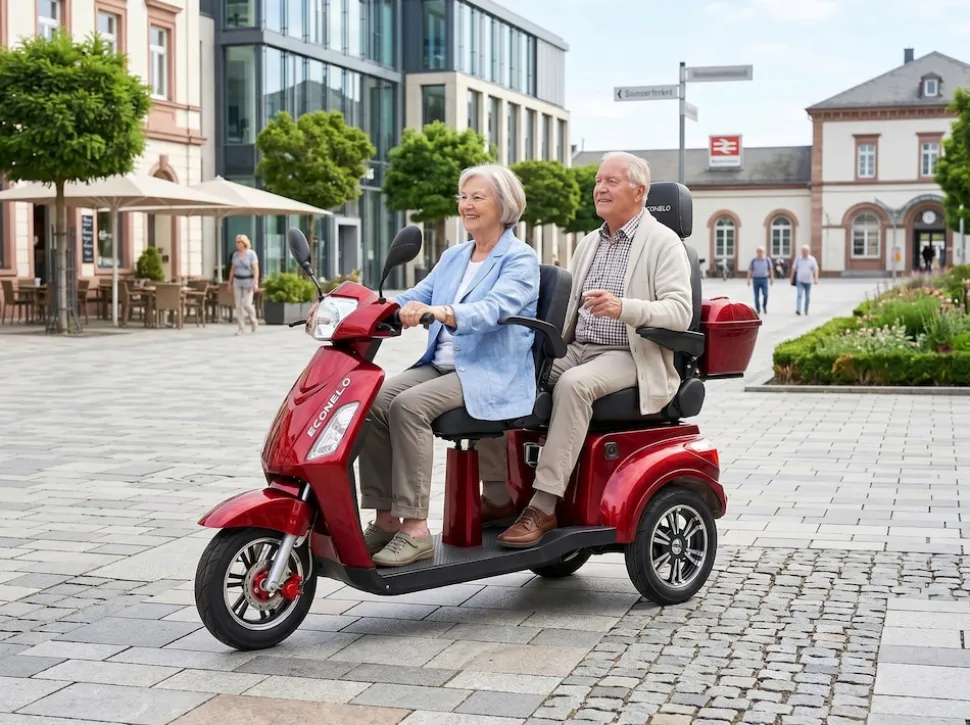 ECONELO E-Seniorenmobil Billy 2.0, Blei-Akku, 3-Rad, 60V, 1000 Watt, groß Sitz, Rot