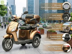 Econelo E-Seniorenmobil Yogi-IQ, Blei-Akku, 3-Rad, 1000 Watt, Braun