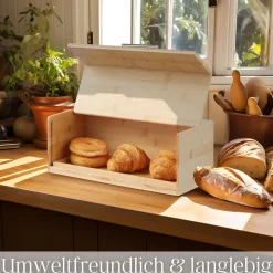 Ecosa Brotbox mit Klappdeckel aus nachhaltigem Bambus Brotkasten