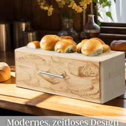 Ecosa Brotbox mit Klappdeckel aus nachhaltigem Bambus Brotkasten