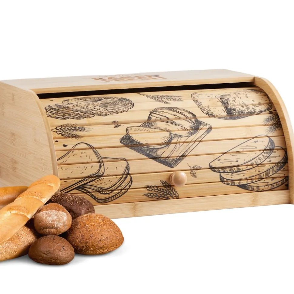 Ecosa Brotbox mit Rolldeckel aus nachhaltigem Bambus Brotkasten