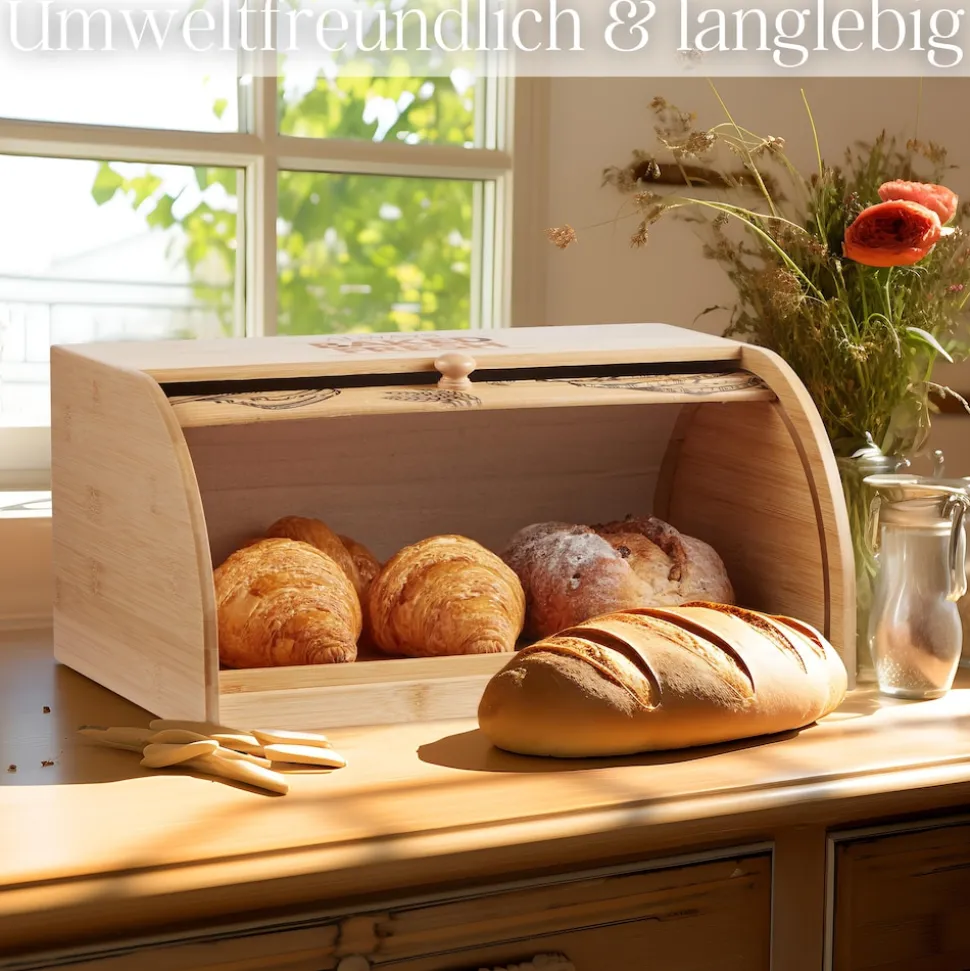 Ecosa Brotbox mit Rolldeckel aus nachhaltigem Bambus Brotkasten