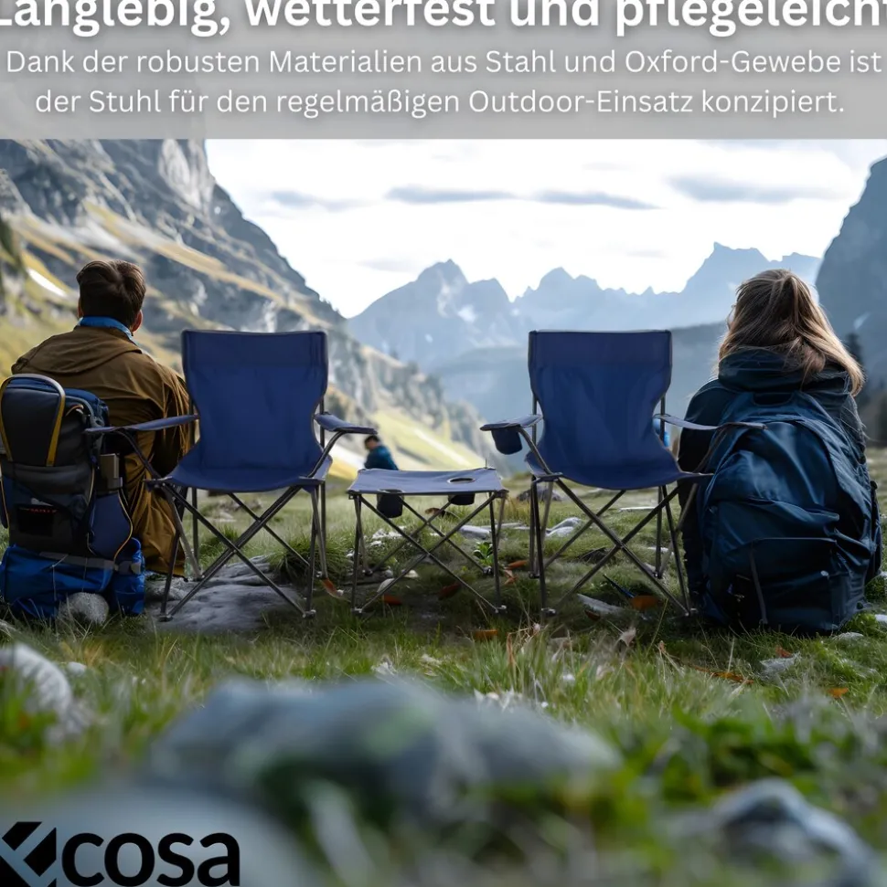 Ecosa Campingstuhl Blau Klappstuhl Faltbar – Robuster Outdoor Stuhl mit Tragetasche
