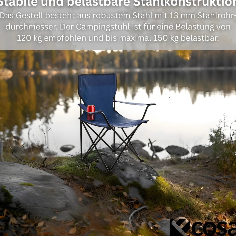 Ecosa Campingstuhl Blau Klappstuhl Faltbar – Robuster Outdoor Stuhl mit Tragetasche