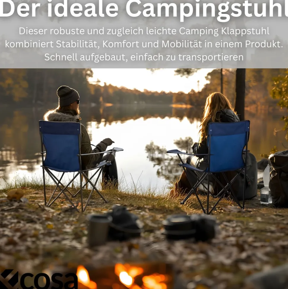 Ecosa Campingstuhl Blau Klappstuhl Faltbar – Robuster Outdoor Stuhl mit Tragetasche