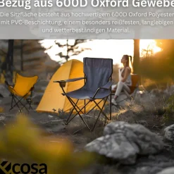 Ecosa Campingstuhl Blau Klappstuhl Faltbar – Robuster Outdoor Stuhl mit Tragetasche