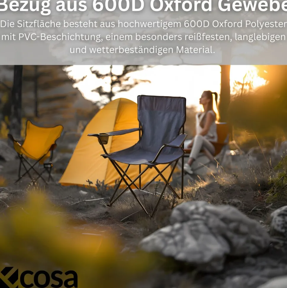 Ecosa Campingstuhl Blau Klappstuhl Faltbar – Robuster Outdoor Stuhl mit Tragetasche