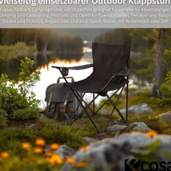 Ecosa Campingstuhl Schwarz Klappstuhl Faltbar – Robuster Outdoor Stuhl mit Tragetasche